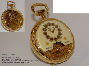 RELOJ DE BOLSILLO HEBDOMAS, MÁQUINA SUIZA HEBDOMAS CAL. 102 – 19” REF. 14200080