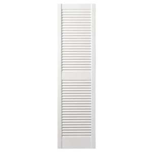 Ply Gem 15 In. X 59 In. Open Louvered Polypropylene Shutters Pair In White - Picture 1 of 12