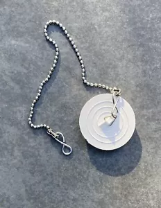 Modern Bath & Sink Drain Plug | 40mm | White Rubber | With 12” Chain. - Picture 1 of 1