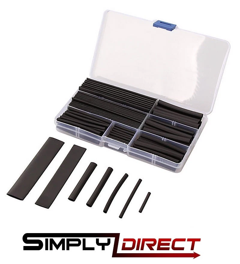TOOLZONE 150pc BLACK HEAT SHRINK TUBE SET RUBBER TUBING WIRE JOINTS WRAP ELECTRICAL