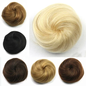 8 Farben Frauen Damen Haarbötchen mit Kordelzug Kunsthaar Chignon Haarteile - Bild 1 von 20