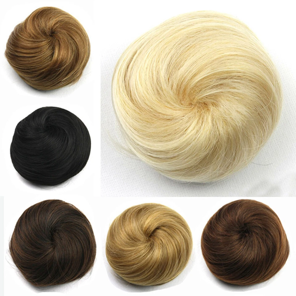 8 Colors Women Lady Hair Buns with Drawstring Synthetic Hair Chignon Hairpieces - Image 1 of 4