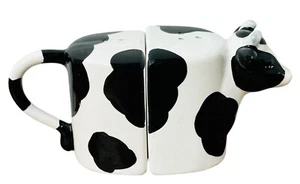 HOLSTEIN COW SALT & PEPPER SHAKERS Vintage Ganz Form Rural Rustic Animal Moo - Picture 1 of 4