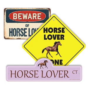 Horse Lover (3 Pack) Plastic Street Sign Crossing Warning Vintage Rustic Beware - Picture 1 of 12