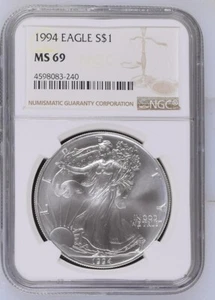 1994 American Silver Eagle $1 NGC MS69 - Picture 1 of 2