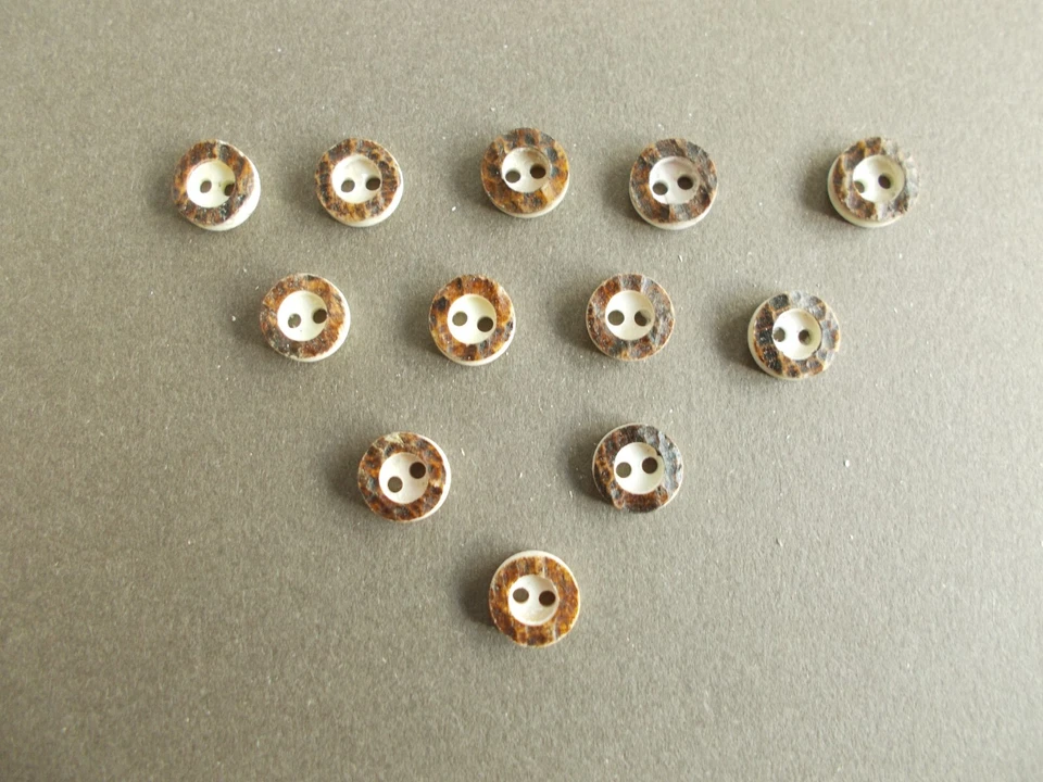 12 echte Rinderhornknöpfe in Hirschhorn-Optik   Durchmesser: 11 mm - Bild 1 von 1