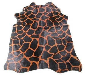 Giraffe Print Cowhide Rug (veggie tanned) Size: 7.2x5.5 feet M-1296 - Picture 1 of 7