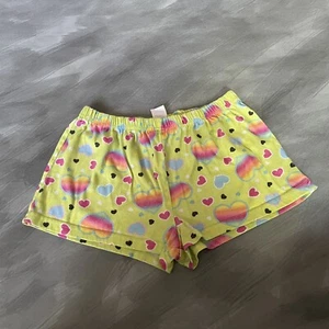 Girl’s Sleep Shorts Hearts Large Lounge Pajama Rainbow - Picture 1 of 4