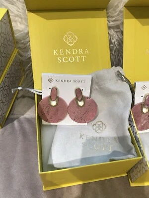 Pendientes redondos Kendra Scott Didi oro rosa piedra rodonita NUEVO Foto 1 de 4