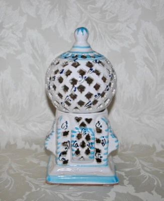 Hermoso candelabro vintage tunecino hecho a mano de cerámica con luz de té Foto 1 de 4