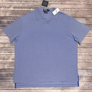 Polo Ralph Lauren Blue White Stripe Yacht Club Lisle Knit Short Sleeve Polo XL - Picture 1 of 8