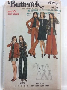 1970er Butterick 6799 Vintage Schnittmuster Damen zierliche Jacke Rock Hose Größe 10 - Bild 1 von 8