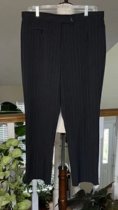 Counterparts Womens Size 14 Petite Stretchy Pants Black Pinstripe Tapered Leg - Picture 1 of 14