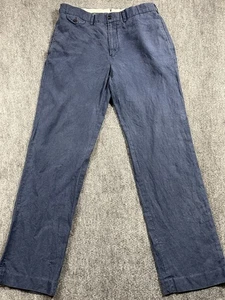 Polo Ralph Lauren Preston Hose Herren dunkelblau 100% Leinen vorne flach 34/34 - Bild 1 von 10