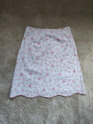 Falda de Verano con Flores Bordadas Rosa Blanco Lino Talla 10 Por Grace Elements Foto 1 de 4