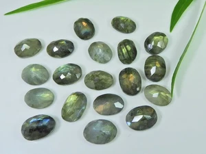 11X15MM Natural Labradorite Checker Cut Oval Cabochon Gemstone 19 Pcs Lot z168 - Bild 1 von 9