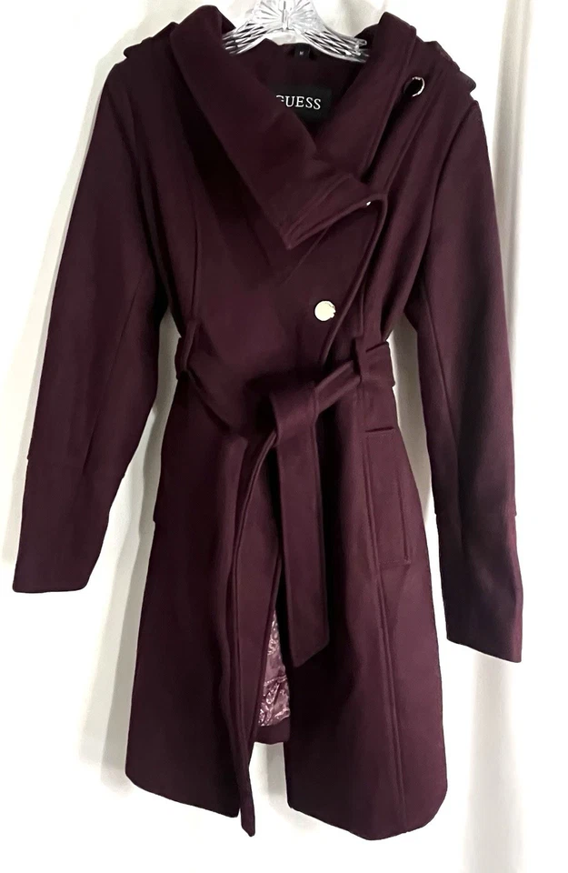 Talla M, Abrigo Guess Vintage Doble Pecho Mujer Guisante Con Cinturón Foto 1 de 4