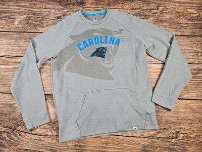 Majestic Carolina Panthers Sweatshirt Men L Crew Neck NFL Long Slv Pocket Gray - Image 1 of 4