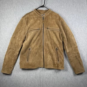 Lucky Brand Black Label Herren Größe XL braun Rindsleder Reißverschluss Motorradjacke - Bild 1 von 7