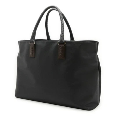 Bolso de Hombro Grande Bottega Veneta Marco Polo Negro Marrón Oscuro PVC Cuero Foto 1 de 4