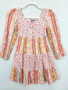Vince Camuto Dress Girls 7 Tiered Floral Long Sleeve Multicolor Cottagecore Boho - Picture 1 of 12