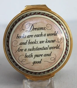 Halcyon Days William Wordsworth Sonnet 1807 Books On Shelf Enamel Trinket Box - Picture 1 of 10