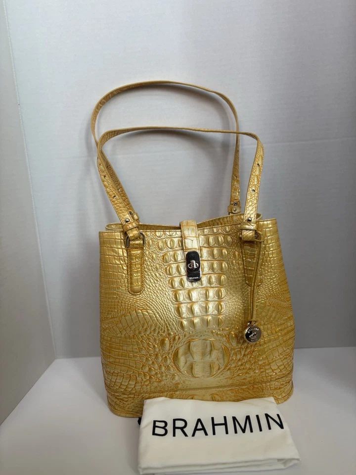 Brahmin FIORA Bucket Bag Purse in HONEY BROWN-