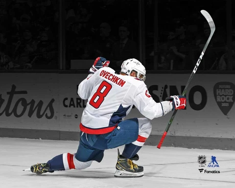 Alex Ovechkin Washington Capitals Unsigned Goal Celebrate Spotlight Photo Cover