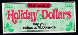 One 1982 McDonald's Holiday Dollars McDollar - Picture 1 of 2