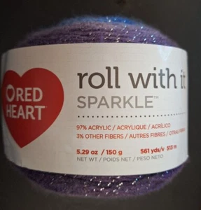 1 Ball Red Heart Sparkle Yarn Amethyst 5.29oz 561 yards NIP - Picture 1 of 4