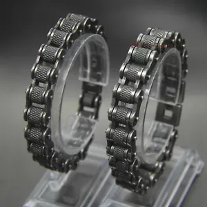 Retro Gun Gray Metal Bike/Motorcycle Chain Stainless Steel Bracelet Biker Link - Picture 1 of 16