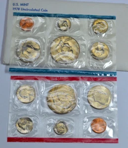 1978 P,D US Mint UNC Coin Set w/ IKE dollars,in Original White Envelope! - Picture 1 of 5