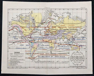 1874 - Map Weather Of World - Levasseur And Périgot - Meteorology - Bild 1 von 4