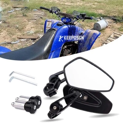 7/8" Handle Bar End Mirrors Rear Side Mirror For Yamaha Raptor 125 350 700 700R - Изображение 1 из 4