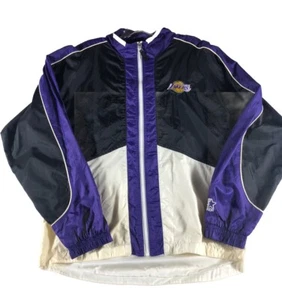 Giacca a vento vintage Starter Lakers nylon NBA cucita zip taglia XL INGIALLITO - Foto 1 di 18
