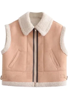 Mujeres Chaleco sin mangas Solapa Cremallera Chaqueta Mujer Prendas exteriores Chalecos Talla pequeña - Imagen 1 de 8