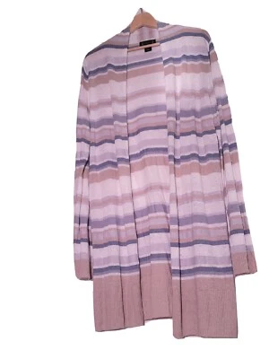 Cárdigan largo Nanette Lepore mezcla de lino frente abierto dobladillo dividido XL Foto 1 de 4