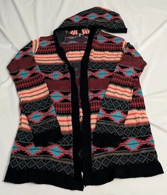 Charlotte Russe Cardigan Womens XL Knit Hoodie Sweater Tribal Southwestern Aztec - Image 1 of 4
