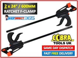 2 x 600mm 24" Wood Working Bar F Clamp Clamps Grip Ratchet Quick Release Squeeze - Picture 1 of 4