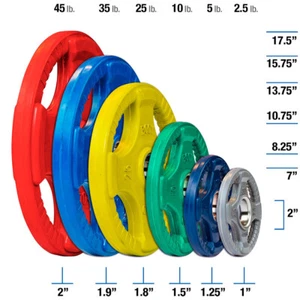 Body-Solid Olympic Color Grip Weight Plates 2.5, 5, 10, 25, 35, 45 lb. - Picture 1 of 49