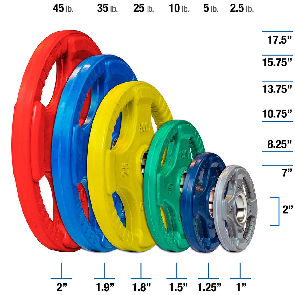 Placas de peso Body-Solid Olympic Color Grip 2,5, 5, 10, 25, 35, 45 lb. Foto 1 de 1