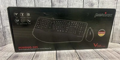 Perixx Periduo-505 Wired USB Ergonomic Split Keyboard & Mouse Combo -Sleek Black - Image 1 of 4