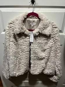 Fever Women's Faux Fur Cream/Ivory Collard Coat Size XL - Picture 1 of 4