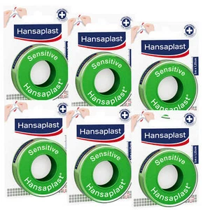 6x Hansaplast Sensitive Fixierpflaster 5m x 1,25cm Latex Frei Hypoallergen Rolle - Bild 1 von 3