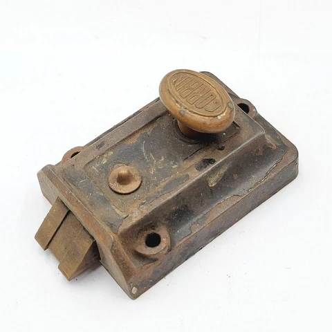 Vintage Corbin Steel Surface Rim Night Lock Latch No Keeper Reclaimed Salvage Cover