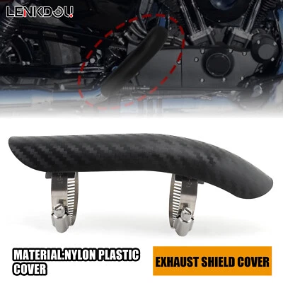 Black Exhaust Muffler Pipe Heat Shield Cover Heel Guard Motorcycle Universal  - Image 1 of 4