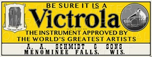 Reproduced Victor Victrola Minominee Falls, WI Dealer Sign on Satin Canvas - Picture 1 of 1