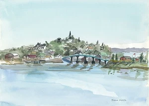 Lubec Maine y puente del agua. Paisaje. Impresiones en acuarela de Diana Hertz - Imagen 1 de 2