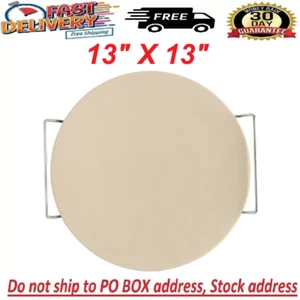2 Piece Ceramic Pizza Stone with Steel Holder, 13" X 13" - Picture 1 of 12
