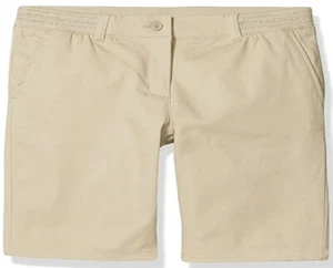 IZOD Junior's Uniform Skinny Bermuda Twill Short, 15 Reg, Khaki, AA2478 *NEW*  - Picture 1 of 3